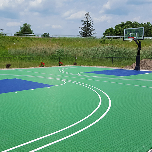 HomeCourt Sport Court Flooring Tiles green and blue basketball