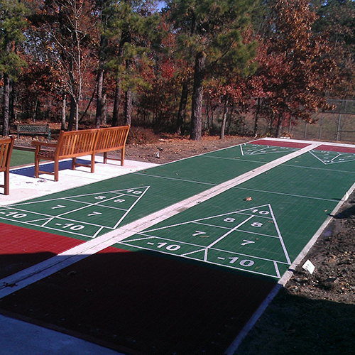 Shuffleboard floor using court tile products