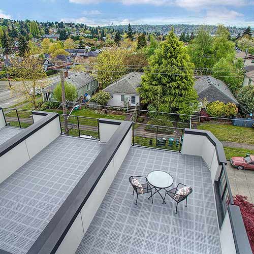 light colored gray deck tiles