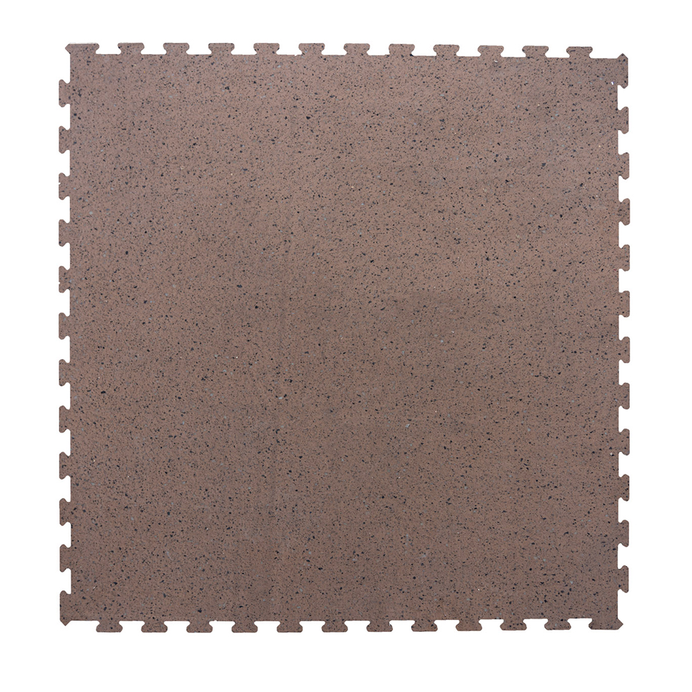 interlocking clay colored rubber tile with black color specks