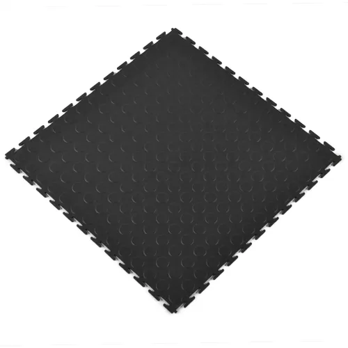 Coin Top Home Floor Tile Black or Dark Gray 8 tiles angled.