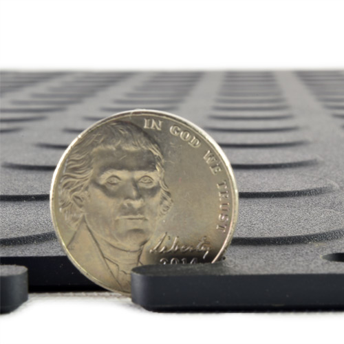 Coin Top Home Floor Tile Black or Dark Gray 8 tiles thick.