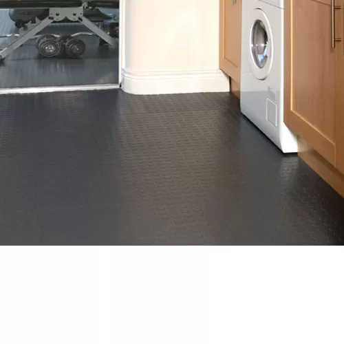 Coin Top Floor Tile Black or Dark Gray 4.5 mm 8 tiles wash room floor.