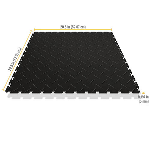 black diamond plate floor tile diagram showing dimensions