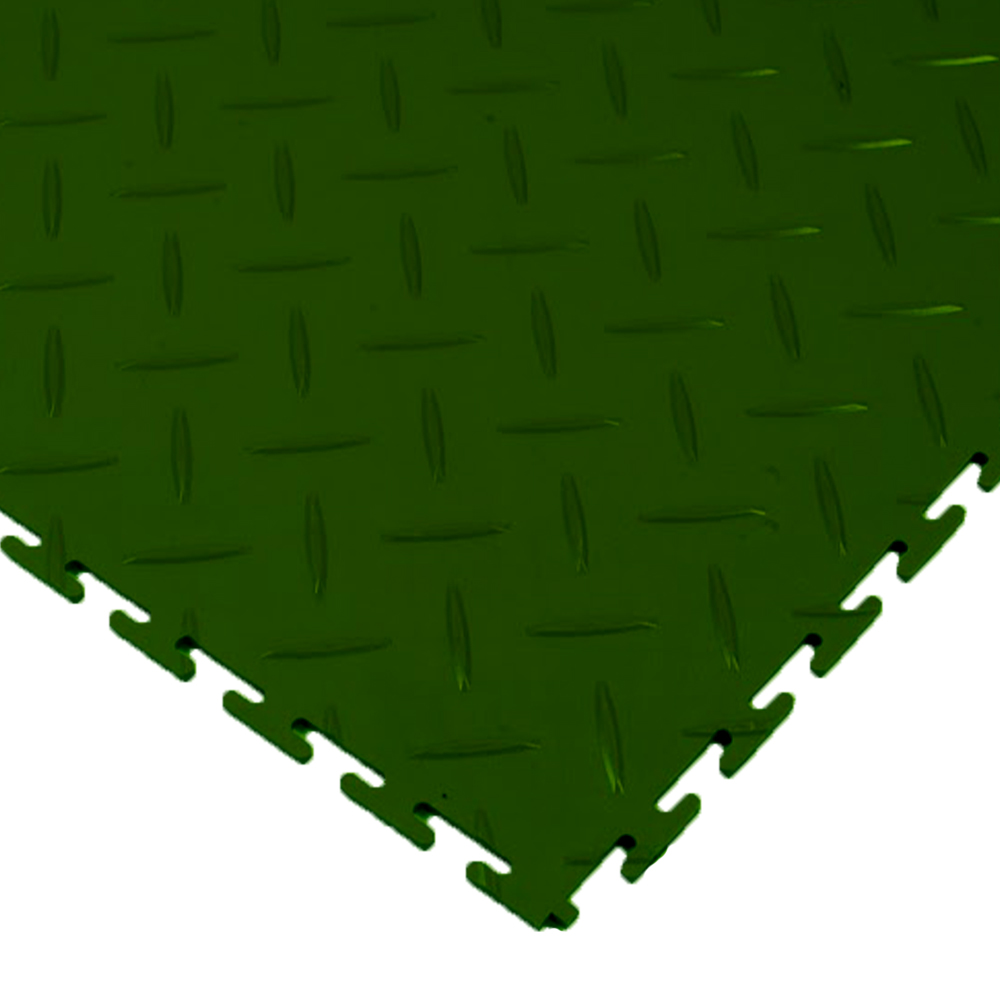 green diamond plate garage tile top corner