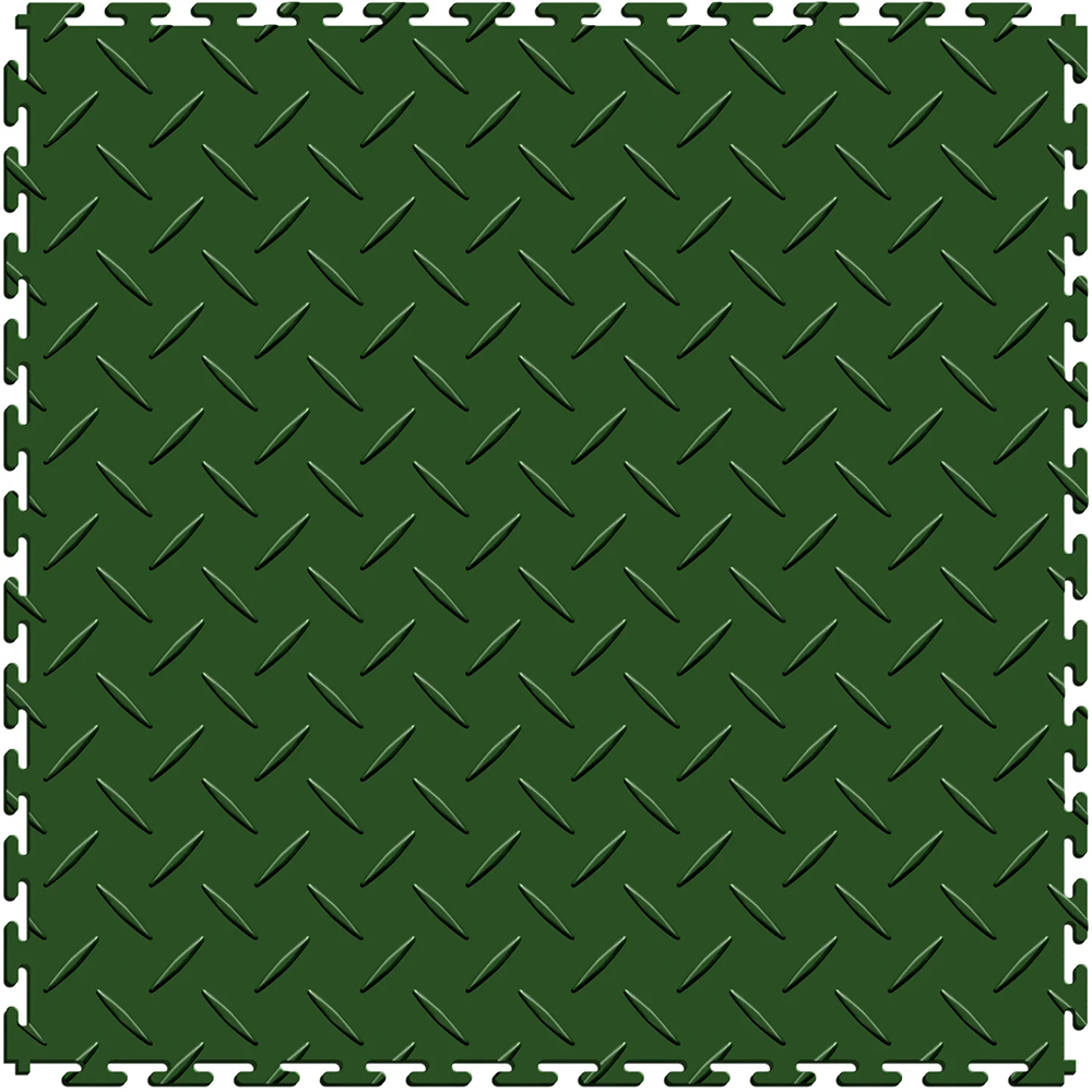 diamond plate garage floor tile green