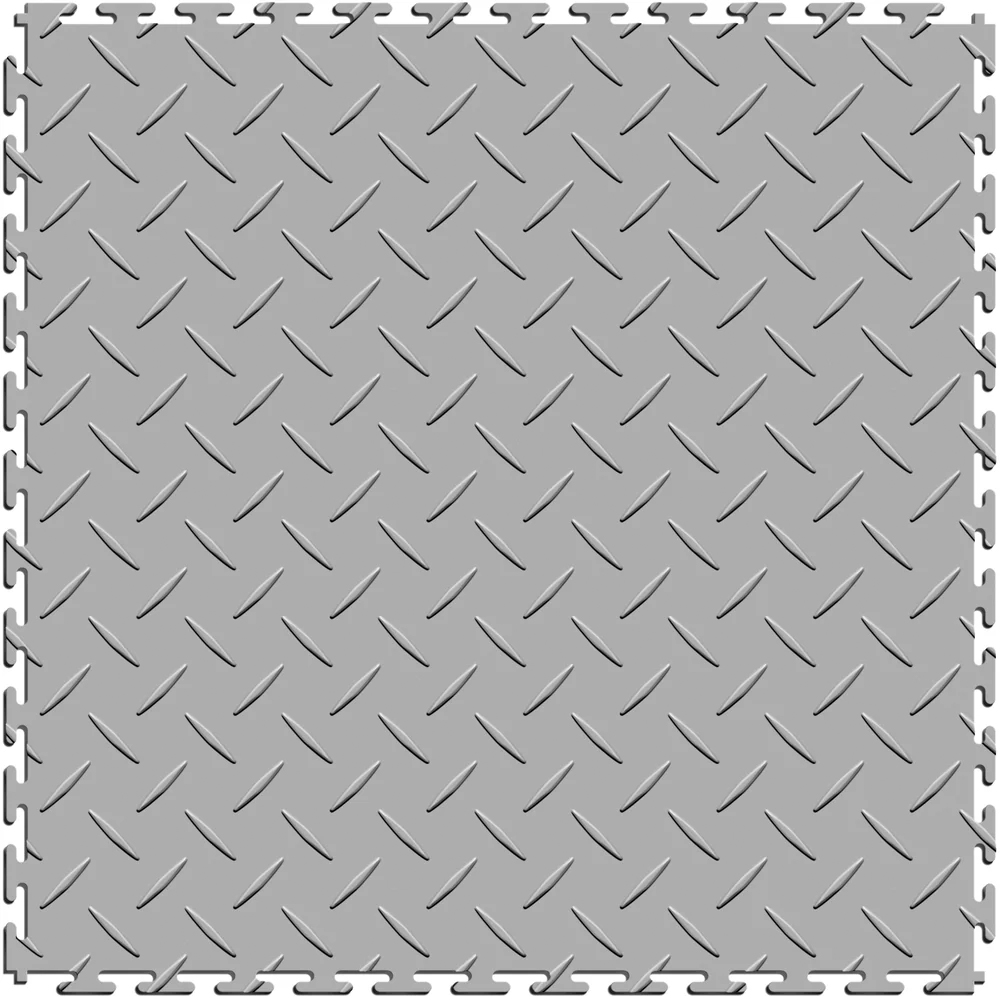light gray garage tiles with diamond plate 