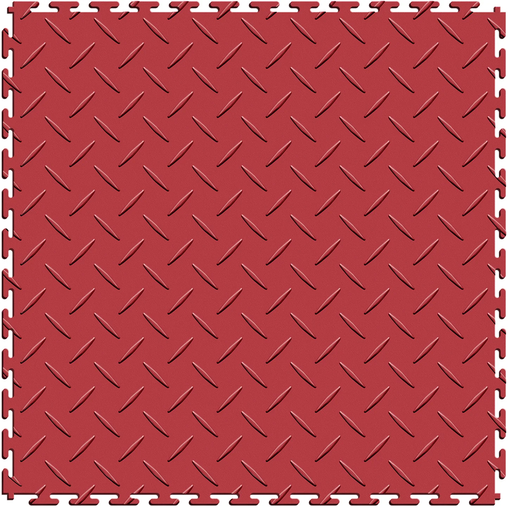 red diamond plate garage floor tile