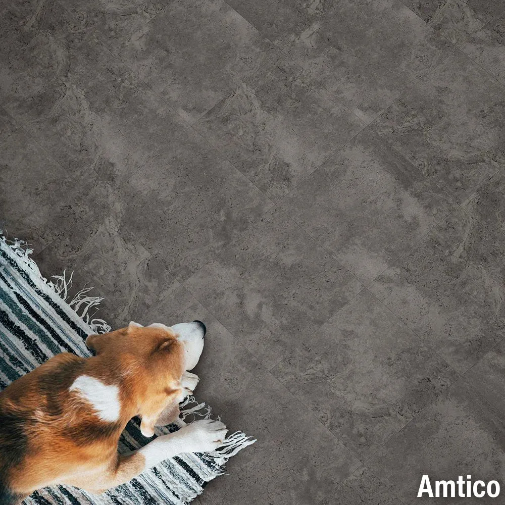 concrete interlocking tiles with dog laying on them