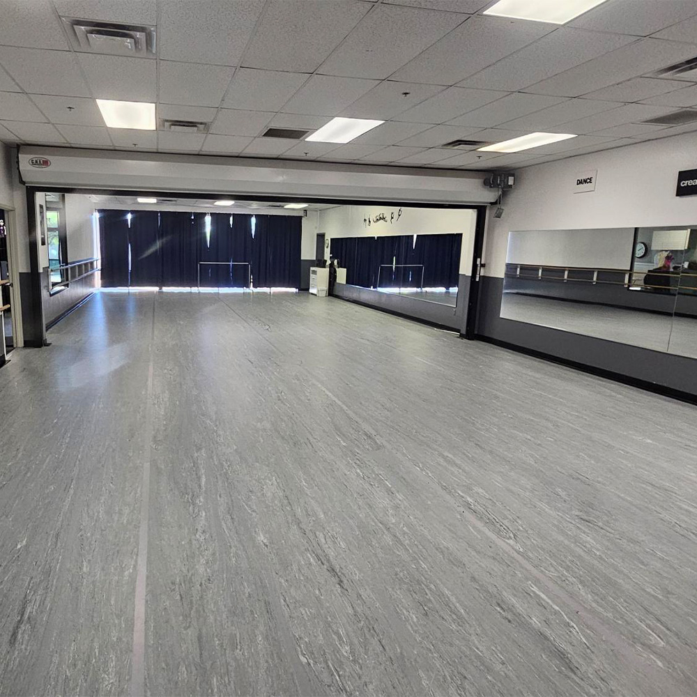Standard XL Tap Dance Marley Roll Dark Marble Gray 79 Inches x 65.71 Ft. install in dance studio