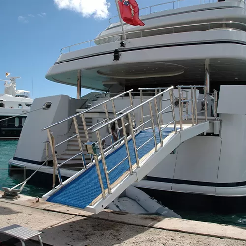 pvc matting flooring shown on boat walkway