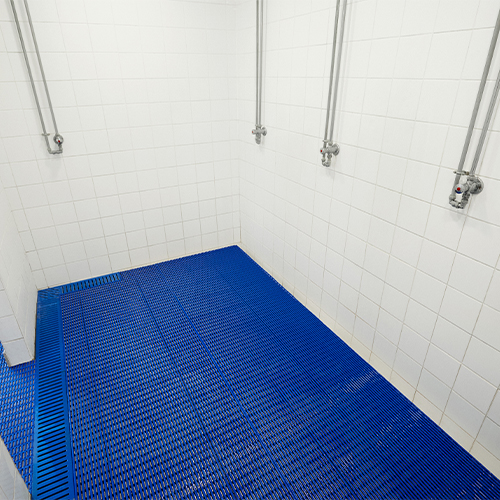 blue wet area matting in shower room