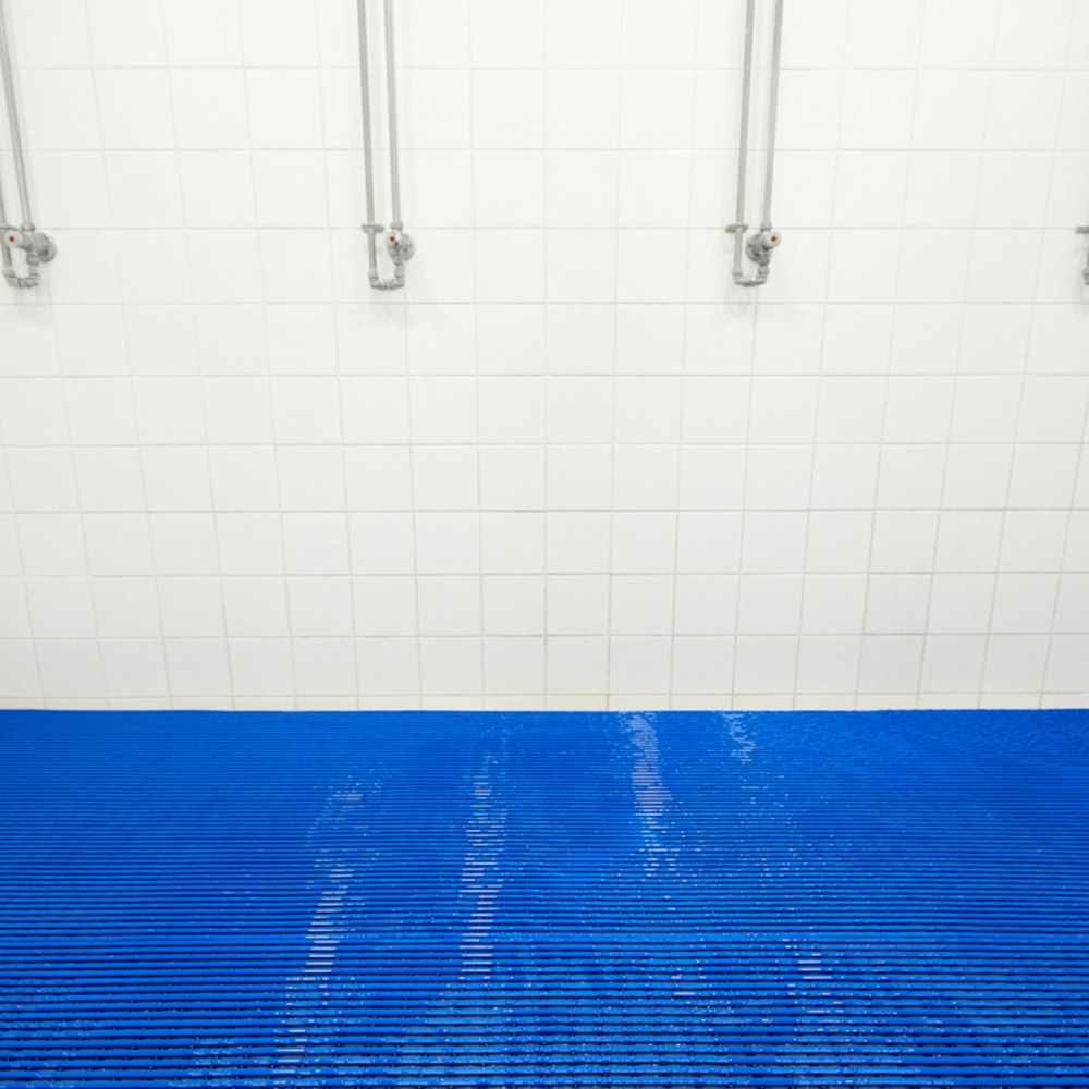 blue wet area mats in shower room
