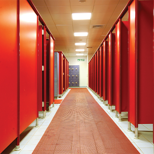 red locker room mats