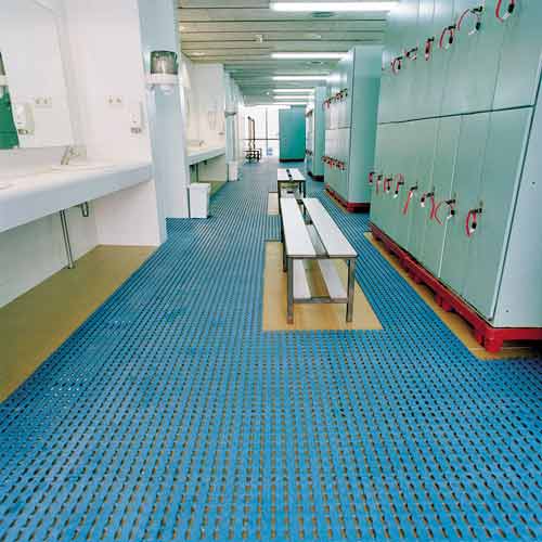 blue herontiles in locker room 
