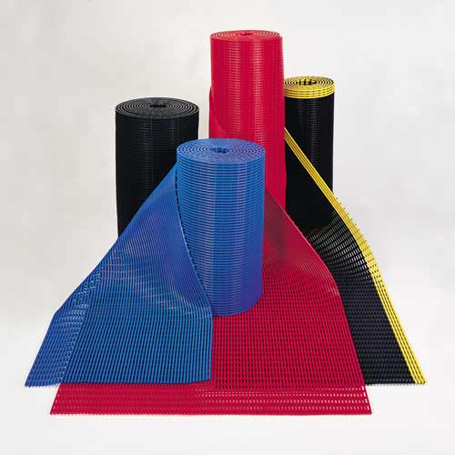 rolls of colorful drainage matting for commercial floors
