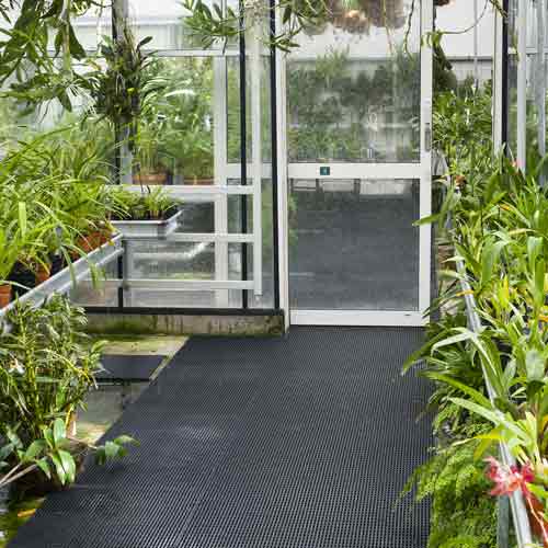 Greenhouse flooring provides drainage