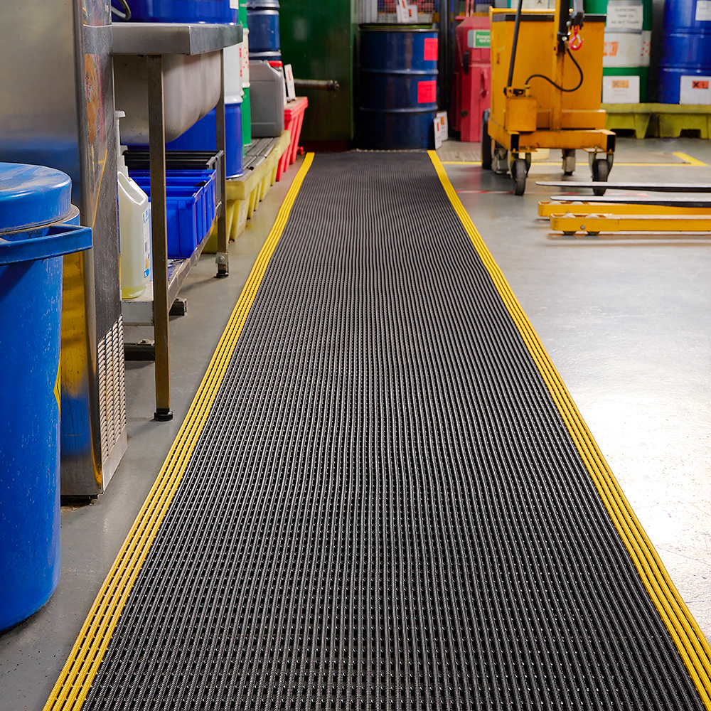 Greatmats Vynagrip Heavy Duty Industrial Mat | Black | Slip Resistant, Anti Fatigue PVC | 4x33 ft Roll | 210 lbs | Pattern: Open Grid | Oil Resistant