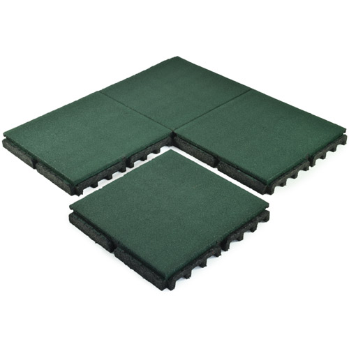 Green rubber playground tiles