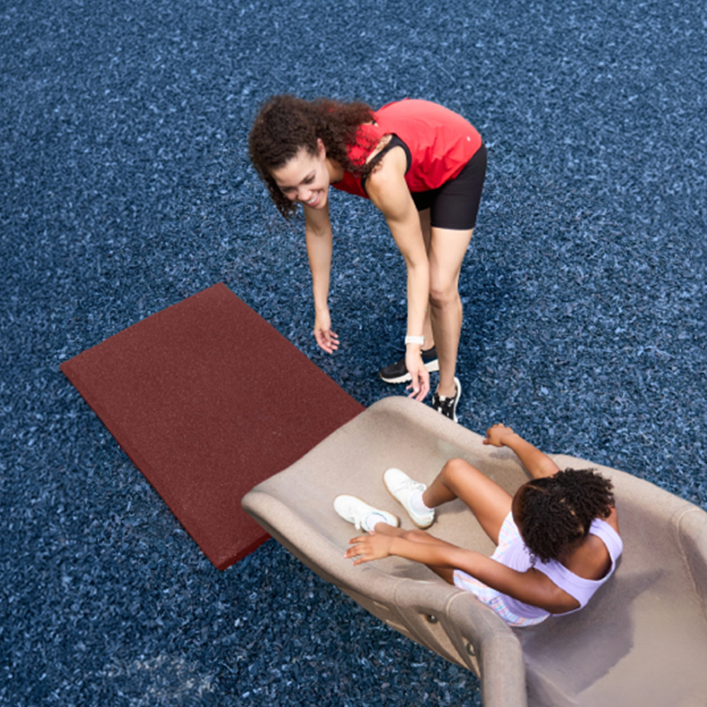 red rubber playground slide mats
