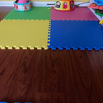 foam mats over hardwood