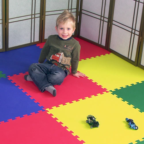 Solid Foam EVA Mat Kids Play Mat Multi-Color Puzzle Excise Mat EVA Foam Floor Safe Playmat for Baby Toddler 18 Tiles 11.8 x 11.8 