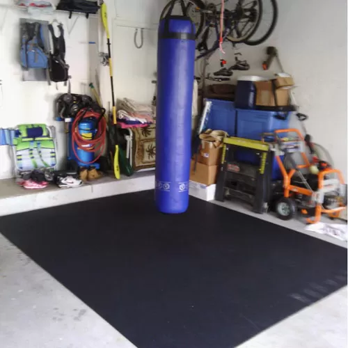 Plyo Mat Roll 3/8 inch 4x10 ft Black garage workout.
