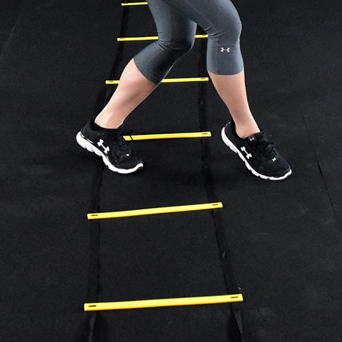 ladder drill on Plyometric Rubber Roll Floor