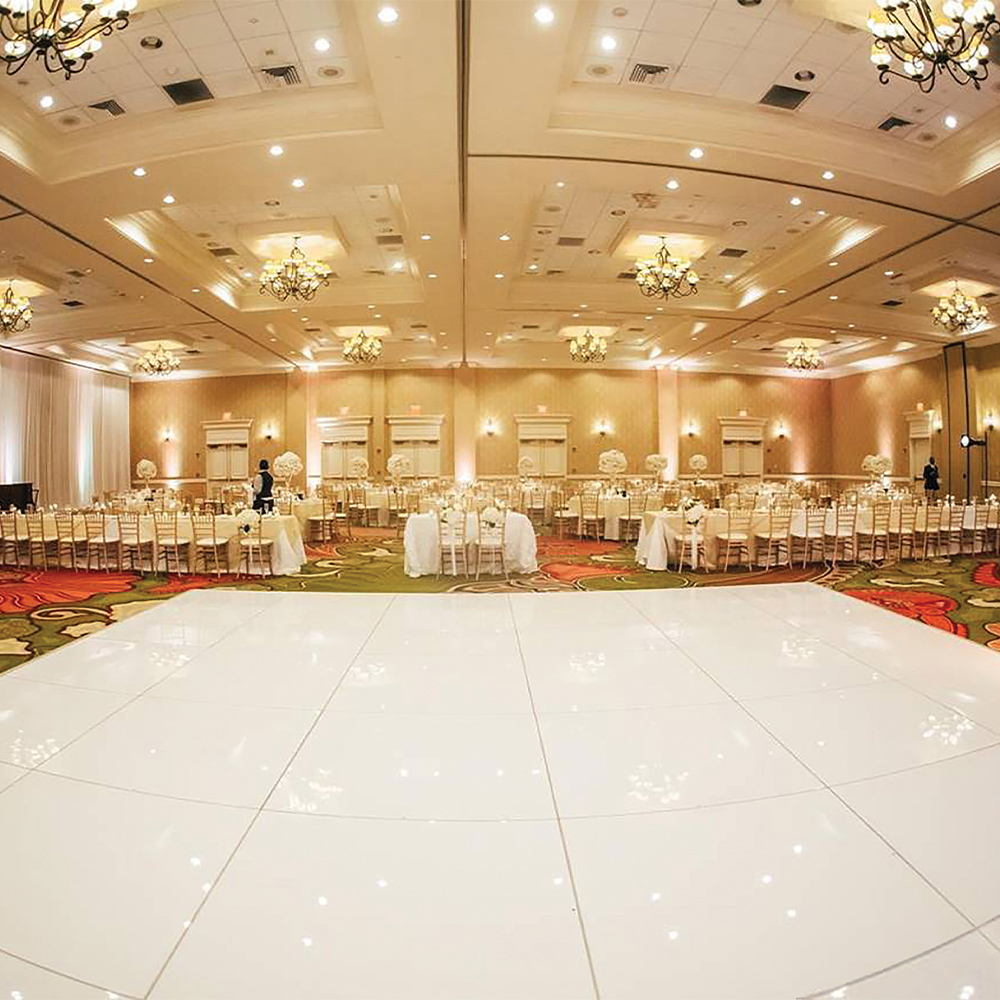 White Portable Dance Floor 3x3 Ft Seamless Solid Color Cam Lock 1/2 Inch for Wedding Dance