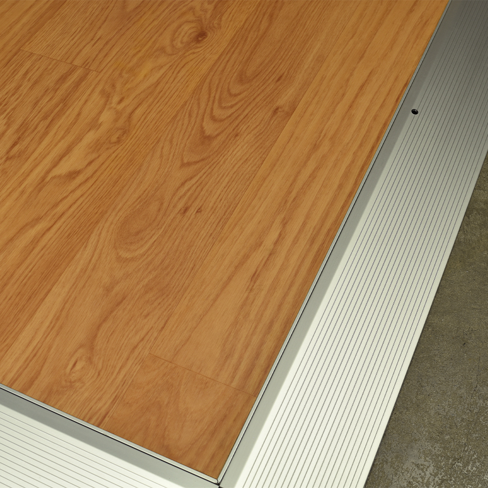 Portable Dance Floor Trim Piece 3 Ft with Cam Lock with tile