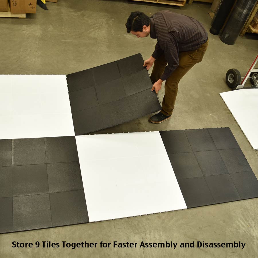 black and white portable dance floor tiles