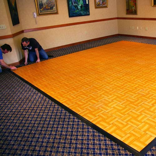portable dance floor on carpet