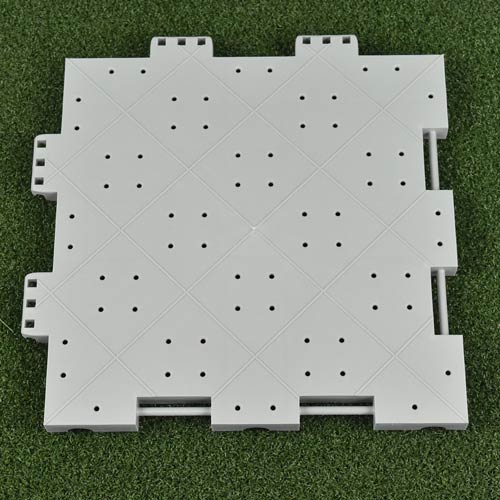 interlocking plastic tiles for use over synthetic turf to protect it