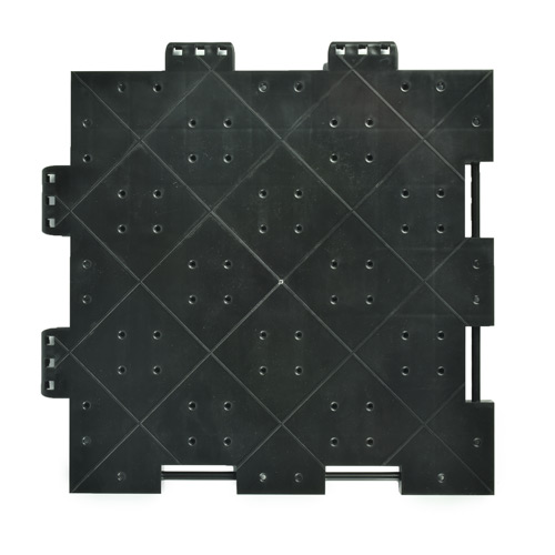 Temporary plastic tiles used for garage flooring