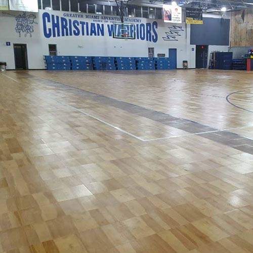 Basketball Gym Court Flooring Tile installed in a church