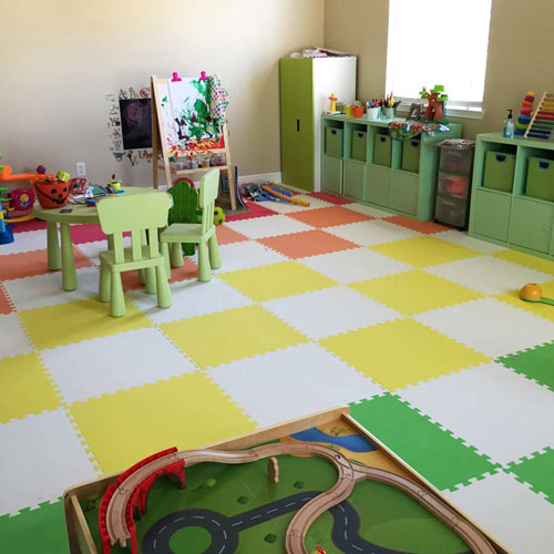 Premium Foam Tiles | 2x2 ft x 5/8 inch | Kids, Gym, Basement | Interlocking Soft Foam Floor Tile | Fast Installation | Thatch Surface