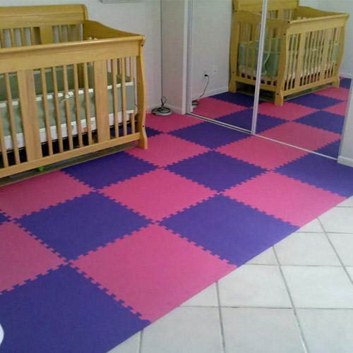interlocking foam mat pink and purple in kids bedroom