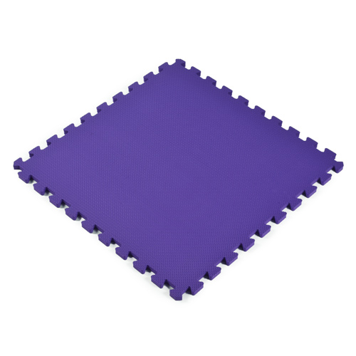purple foam square mat on white background