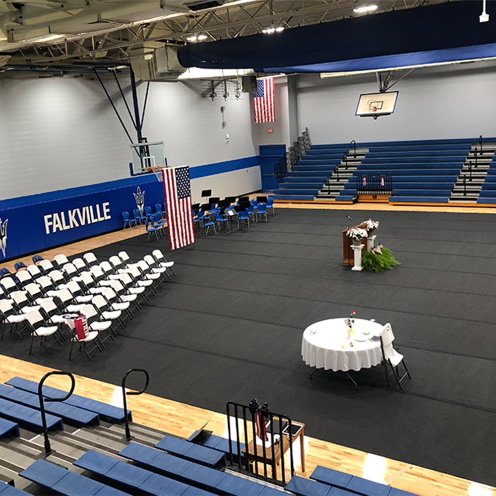 Dark Gray GymPro EcoRoll Carpet Floor Cover 6 Ft. Wide Per SF in gym for awards program