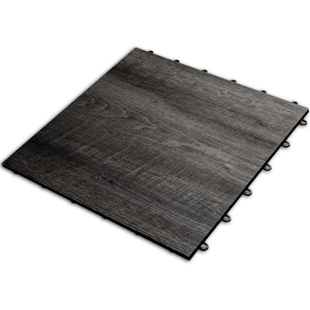 RaceDeck Oak Garage Floor Tiles 1/2 Inch x 18x18 Inches on Charred Oak