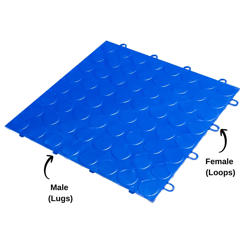 Full Tile in royal blue of RaceDeck CircleTrac Garage Floor Tiles 1/2 Inch x 1x1 Ft.