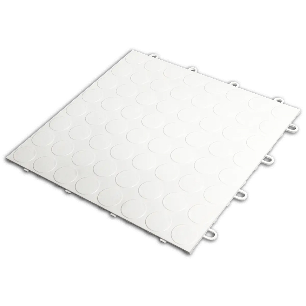 RaceDeck CircleTrac Garage Floor Tiles 1/2 Inch x 1x1 Ft. White tile