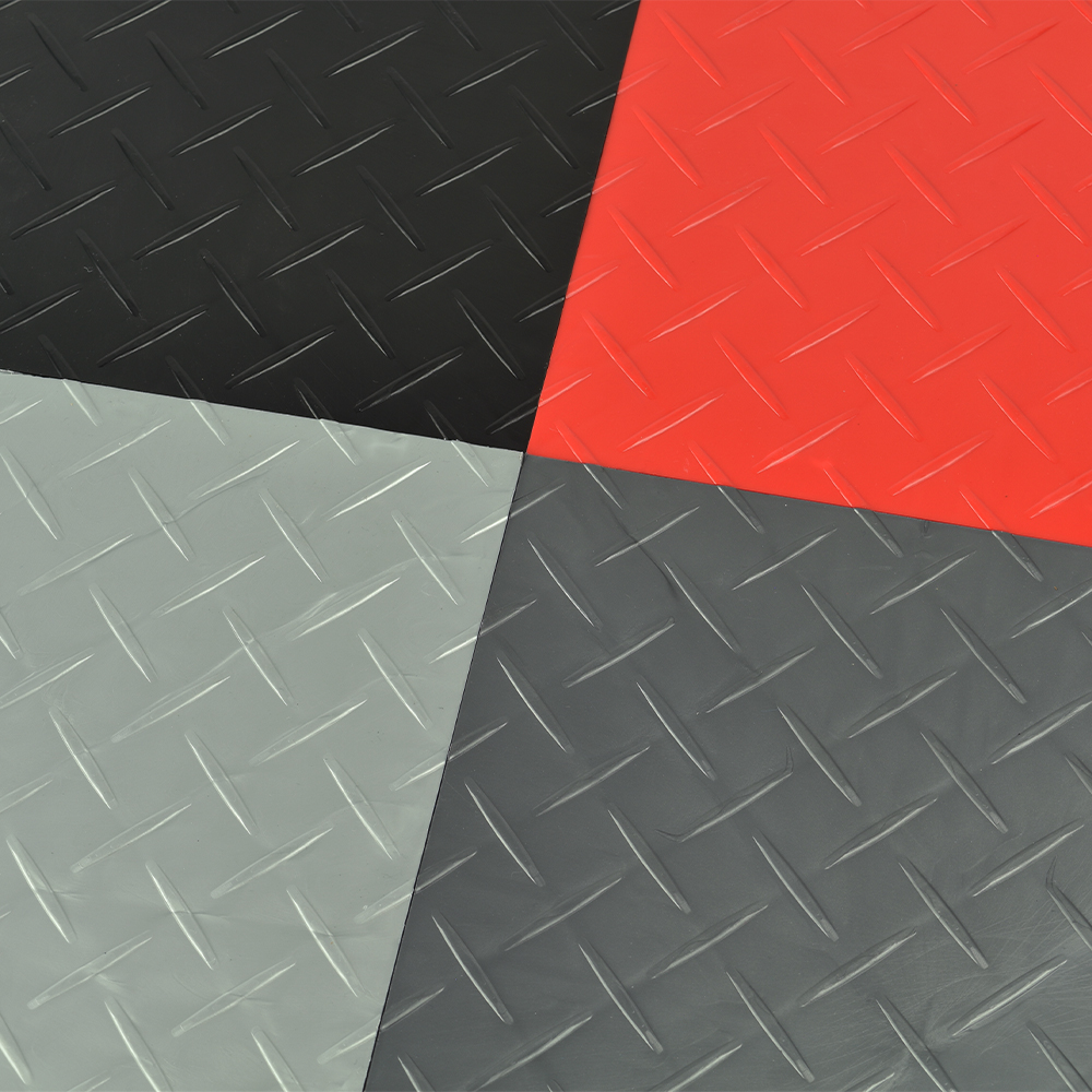 RaceDeck Diamond Garage Floor Tile 1/2 Inch x 1x1 Ft. in Black, Red, Alloy, Graphite