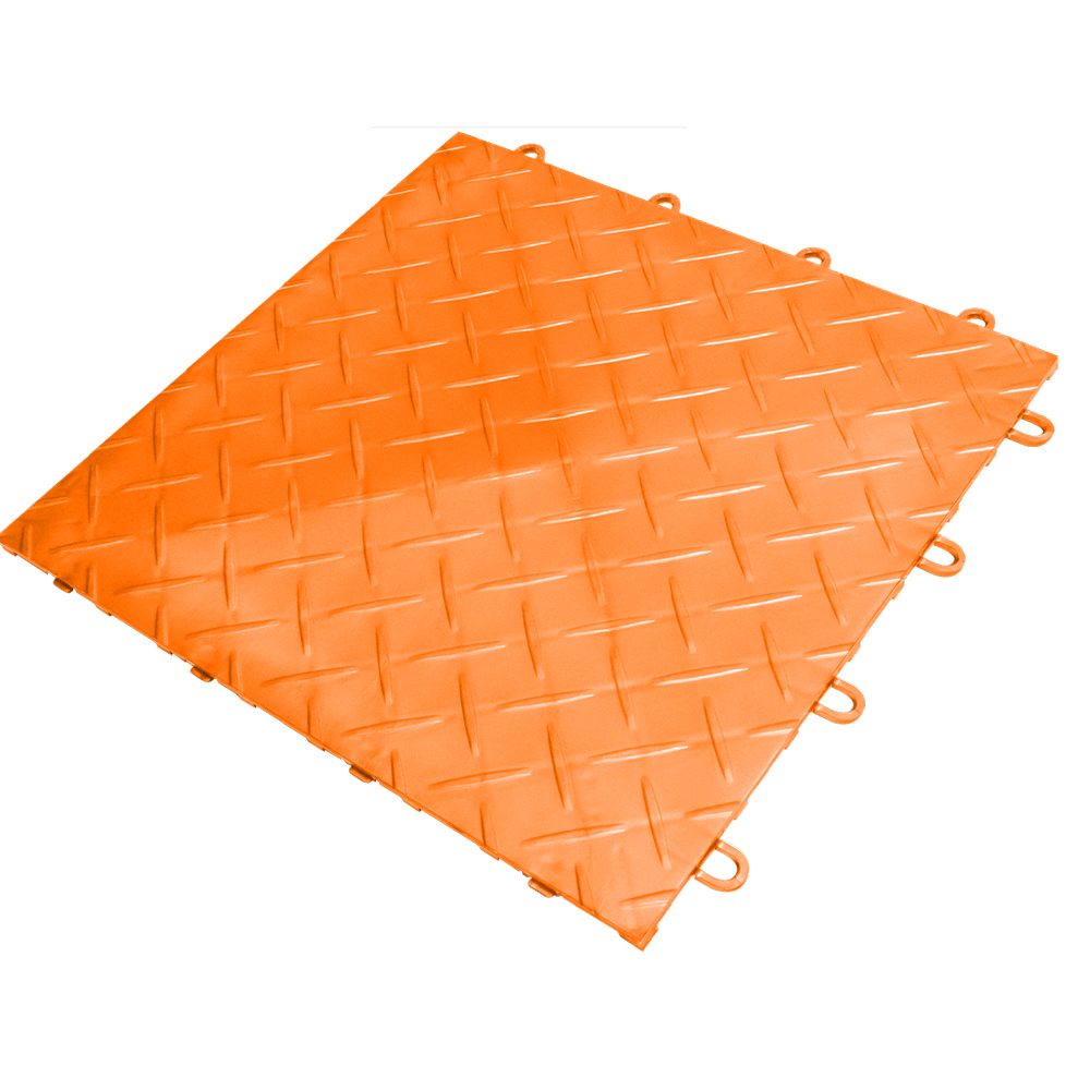 Neon Orange full tile of RaceDeck Diamond Garage Floor Tile 1/2 Inch x 1x1 Ft.