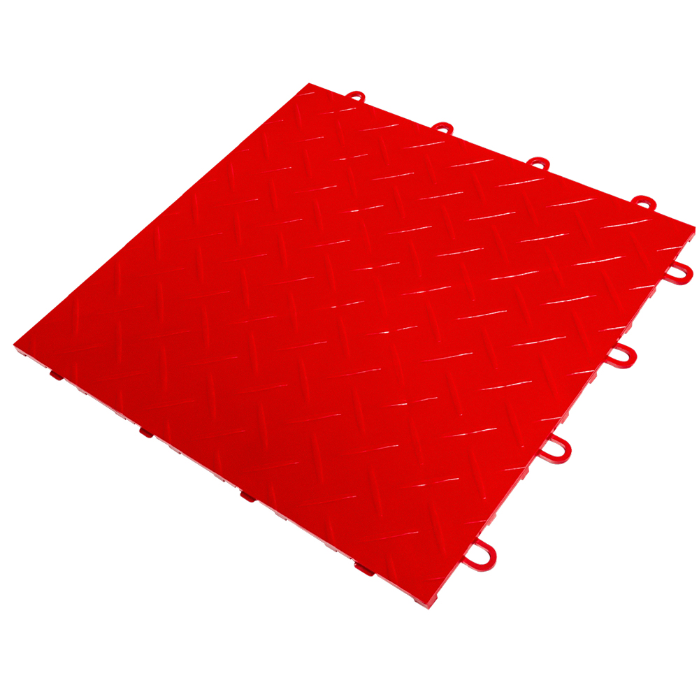 Full Tile of RaceDeck Diamond Garage Floor Tile 1/2 Inch x 1x1 Ft. in Red