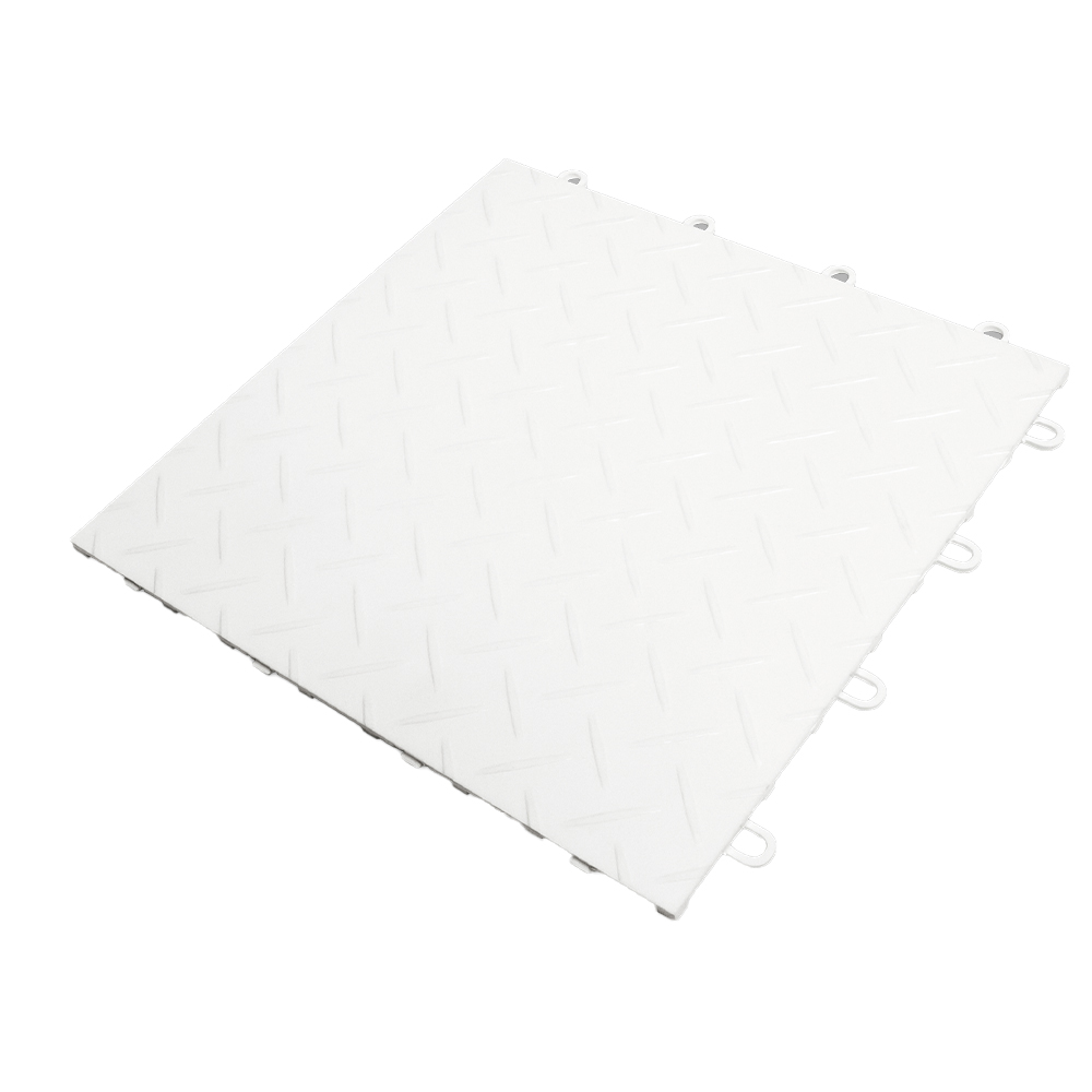 RaceDeck Diamond Garage Floor Tile 1/2 Inch x 1x1 Ft. full tile in White