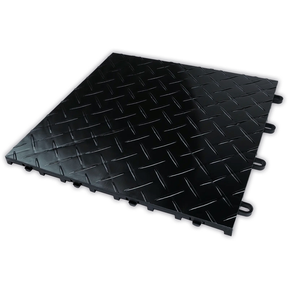 RaceDeck Diamond TuffShield Garage Floor Tile 1/2 Inch x 1x1 Ft. black full tile