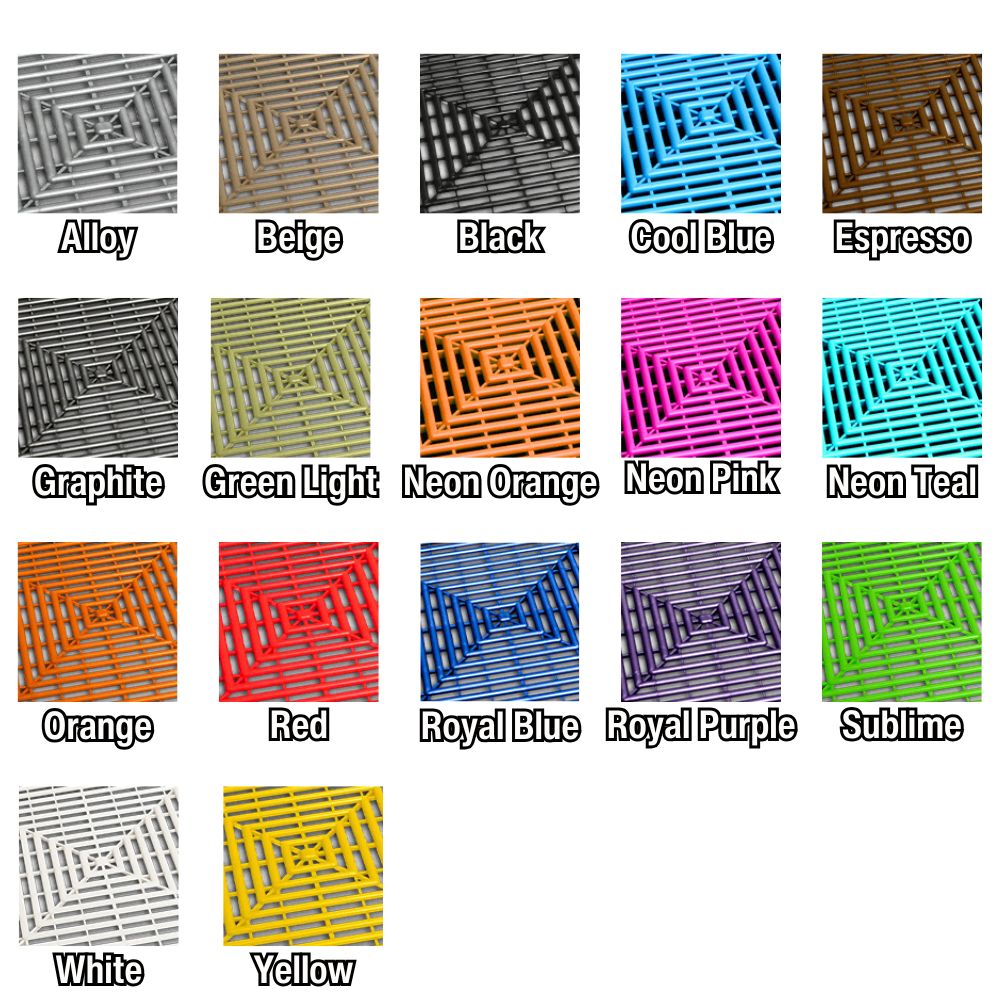 RaceDeck Free-Flow Garage Floor Tile 1/2 Inch x 1x1 Ft. all colors