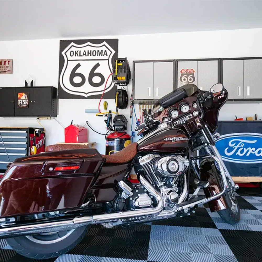 RaceDeck garage tiles for motorcycles