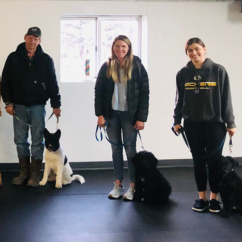 Dog Training Class on 1/4 Inch Rolled Rubber Geneva Flooring